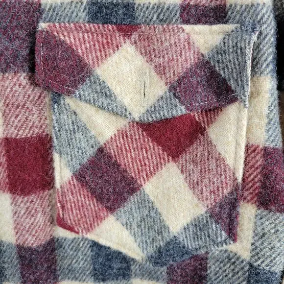 VTG Woolrich Flannel Shirt XL Red Green Plaid Wool Blend Shacket 70s Button Up